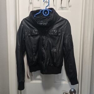Zara Leather Moto Jacket Size L